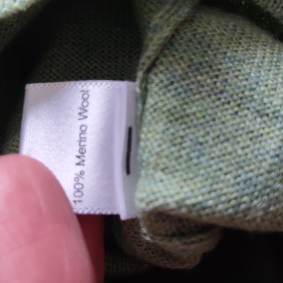 Aristo Eighteen Large 100% Merino Wool Green Quarter Zip Pullover - Picture 10 of 12